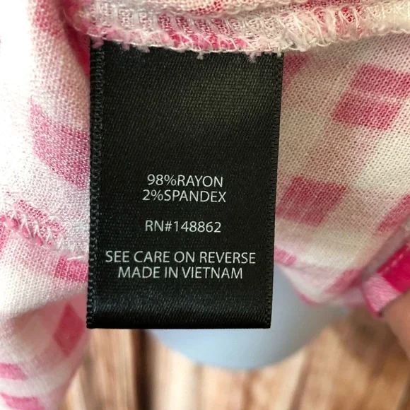 Torrid Fit & Flare Rayon Slub Button Up 3/4 Sleeve Pink Gingham Top - Picture 10 of 14